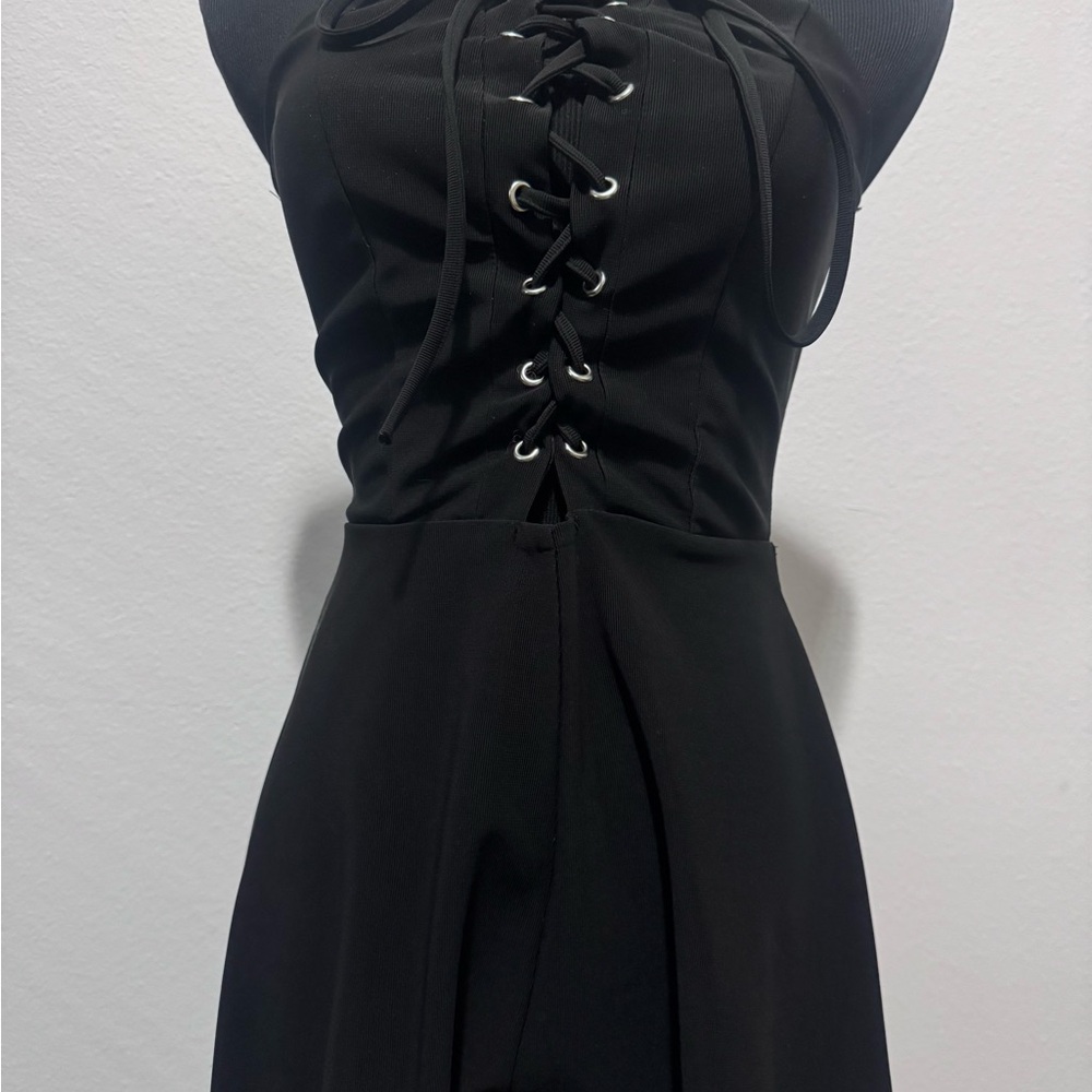 Black Lace-Up Romper